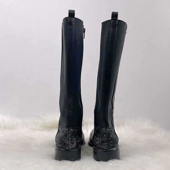 Steve Madden | girls tall glitter boots 4.0 jjosette black with cheetah … - Picture 4 of 8
